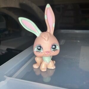 Littlest Pet Shop Pink Green Bunny #548 Easter Eggs LPS Authentic Flower Eyes